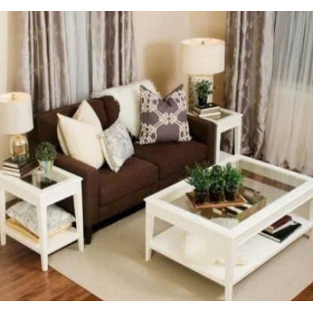Life-Coffee : Bộ 2 Ghế Sofa Băng và Ghế Đôi - Vải Màu Cà Phê